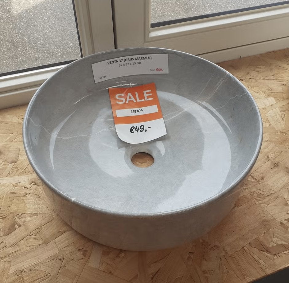 AANBIEDING! Waskom, grijs marmer, rond, modern, Venta 37, Ophalen of Verzenden, Nieuw, Grijs, Modern