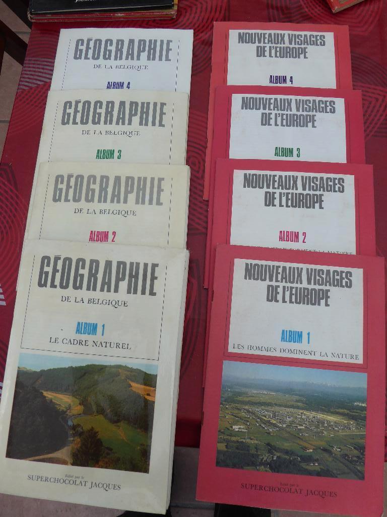 chocolat jacques ,géographie + Europe , 8 albums chromos, Livres, Enlèvement ou Envoi, Utilisé, Album d'images