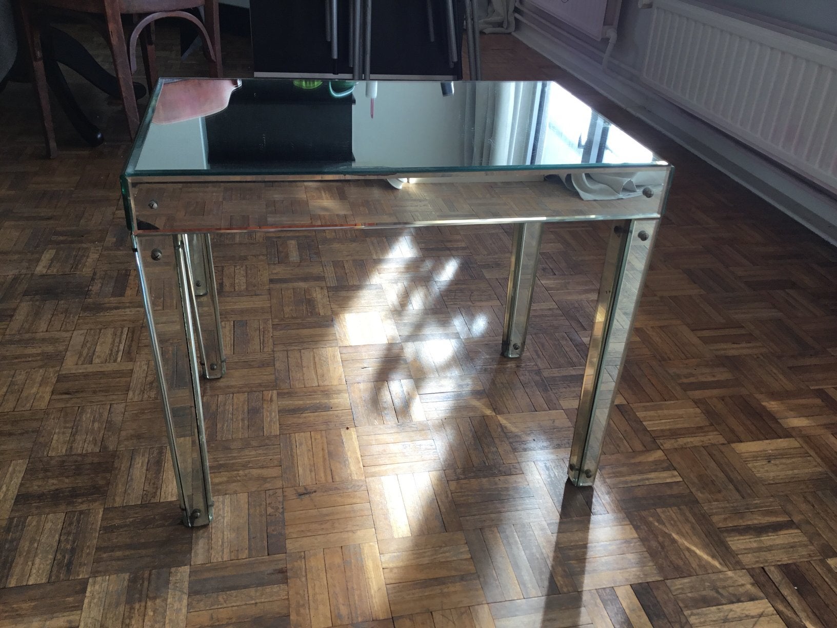 Vintage spiegeltafeltje, Huis en Inrichting, Ophalen, Gebruikt, Rechthoekig, Glas
