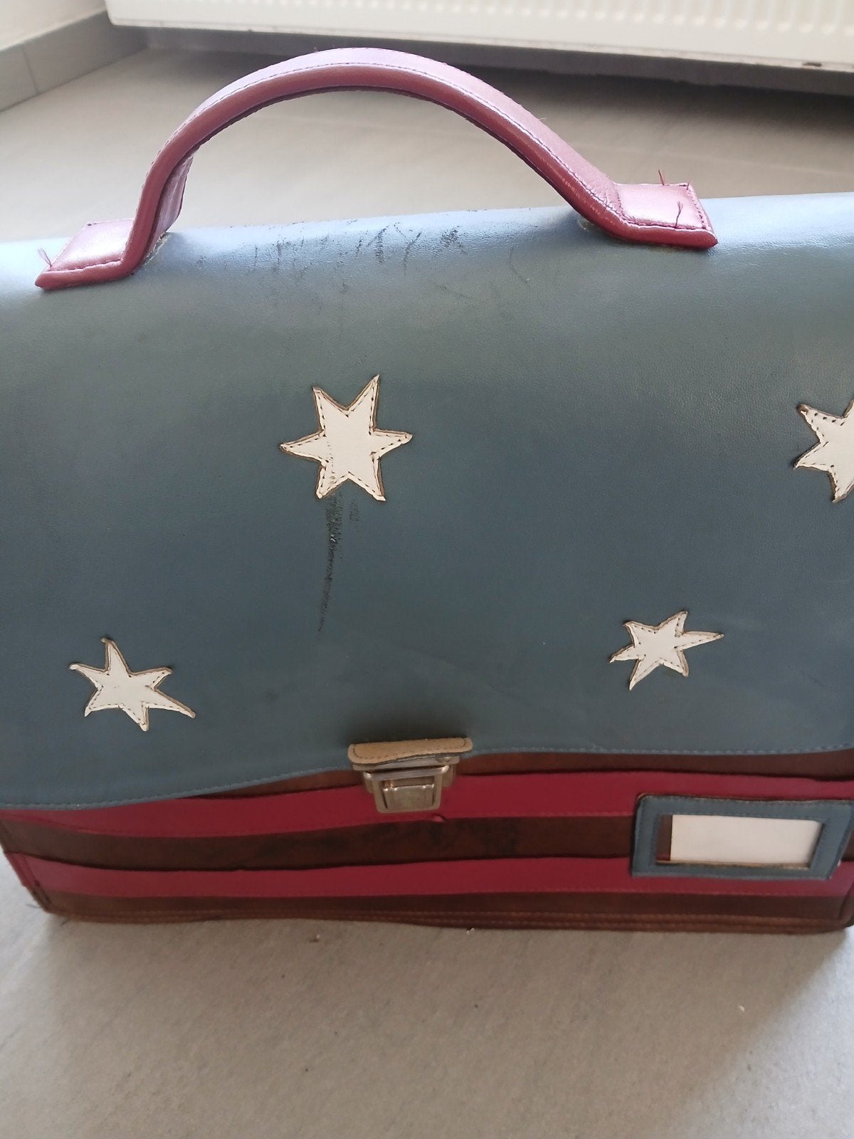 Jeune Premier boekentas / schooltas - blauw met sterren, Ophalen, Minder dan 30 cm, Blauw, Aktetas of Boekentas
