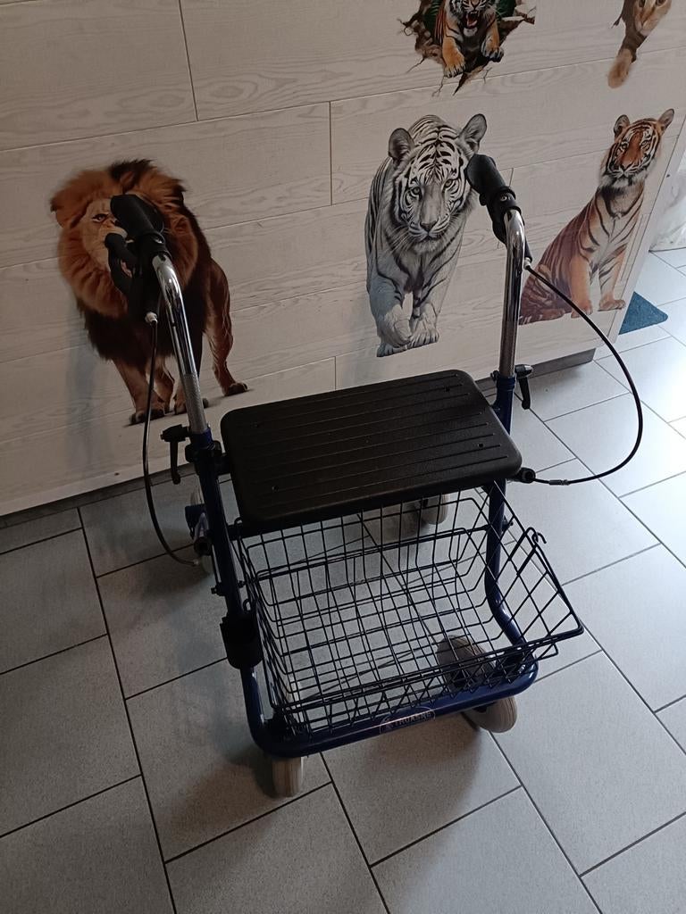 Tribune déambulateur 4 roues,freins, assise et panier, Enlèvement, Pliable