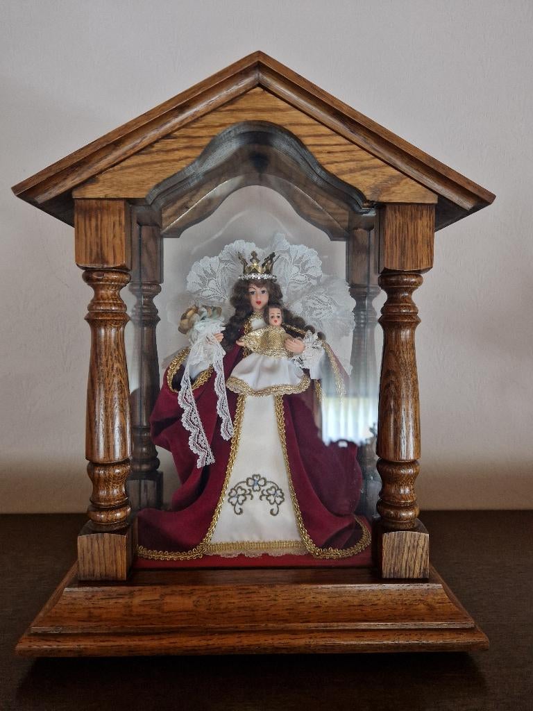 Vintage Jaren 80 Houten Madonna met Kind - Eiken Kapel Beeld, Antiek en Kunst, Kunst | Beelden en Houtsnijwerken, Ophalen