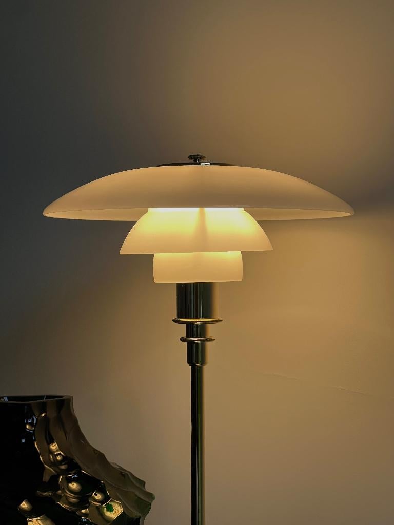 Louis Poulsen PH 3½-2½ tafellamp – glas & goud, Ophalen, Zo goed als nieuw, Glas, Tijdloos