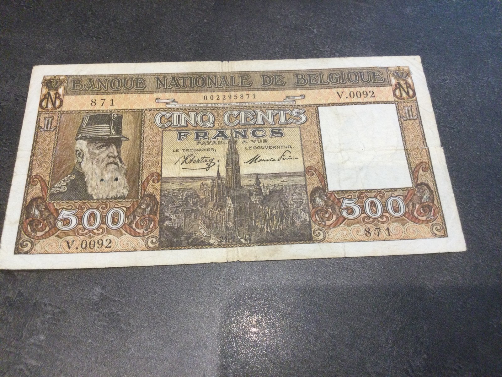 België 500 Frank 1944, Postzegels en Munten, Bankbiljetten | België, Ophalen of Verzenden