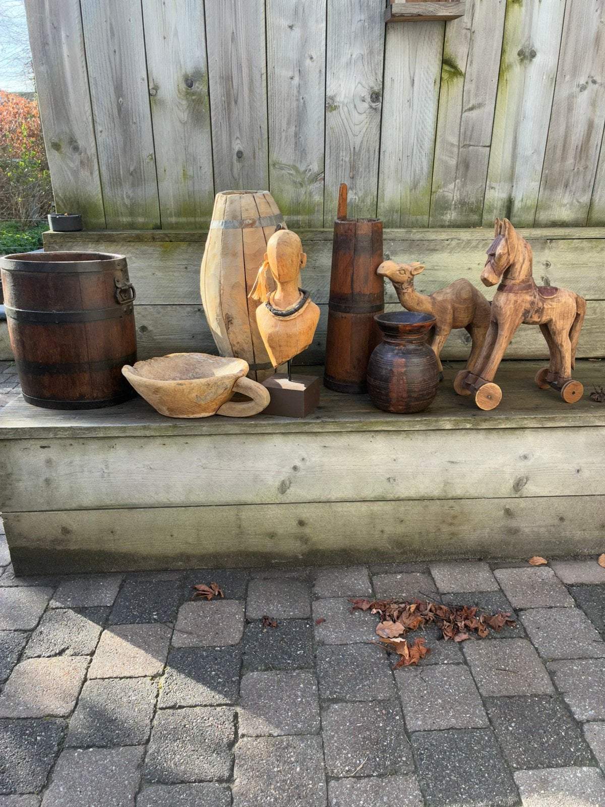 Lot houten potten, schaal, …, Huis en Inrichting, Woonaccessoires | Overige, Ophalen, Zo goed als nieuw