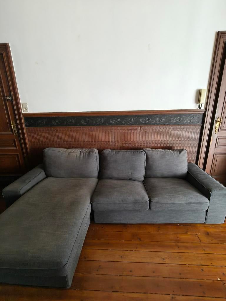 Gratis zetel 3 plaatsen met chaise longue KIVIK Ikea, Ophalen, Gebruikt, Kunststof, Antracietgrijs