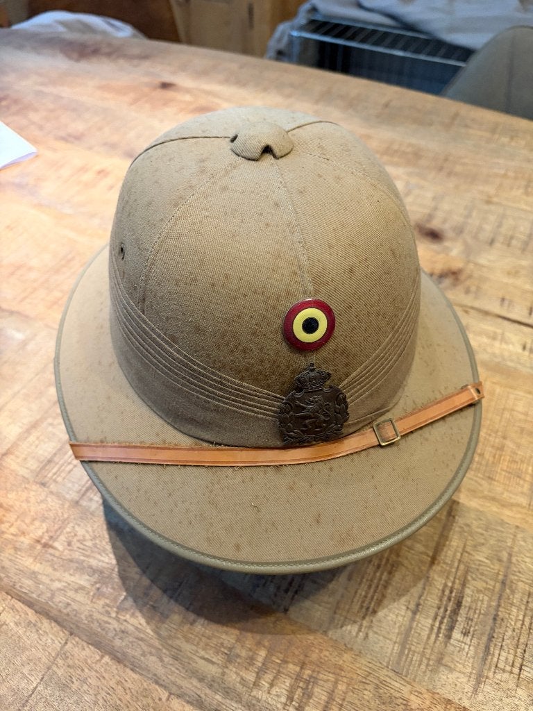 Casque tropical belge ABL Force publique Congo, Collections, Envoi, Armée de terre, Casque ou Béret