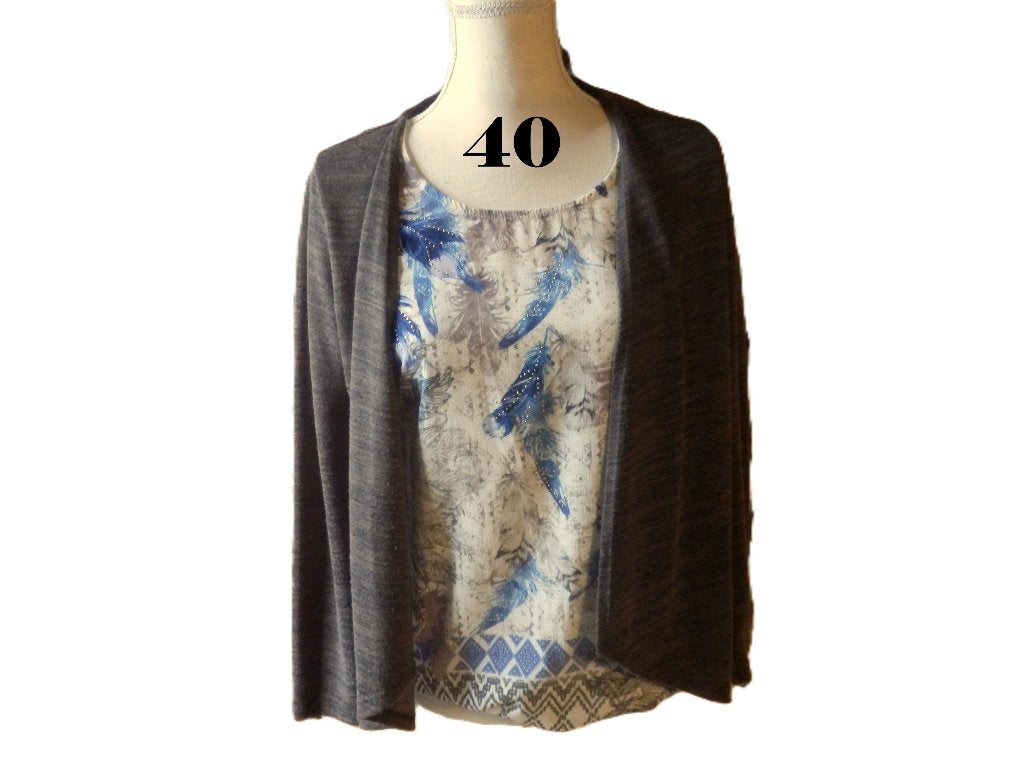(148)- blouse femme t.L brune bleu 2 EN 1 - armand thiery -, Vêtements | Femmes, Taille 38/40 (M), Enlèvement ou Envoi, Comme neuf