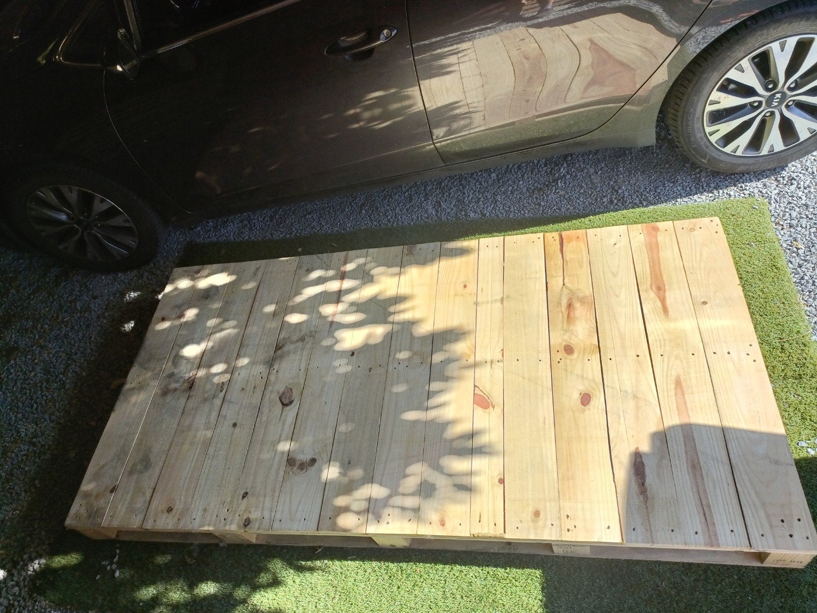 3 houten palletten, Ophalen