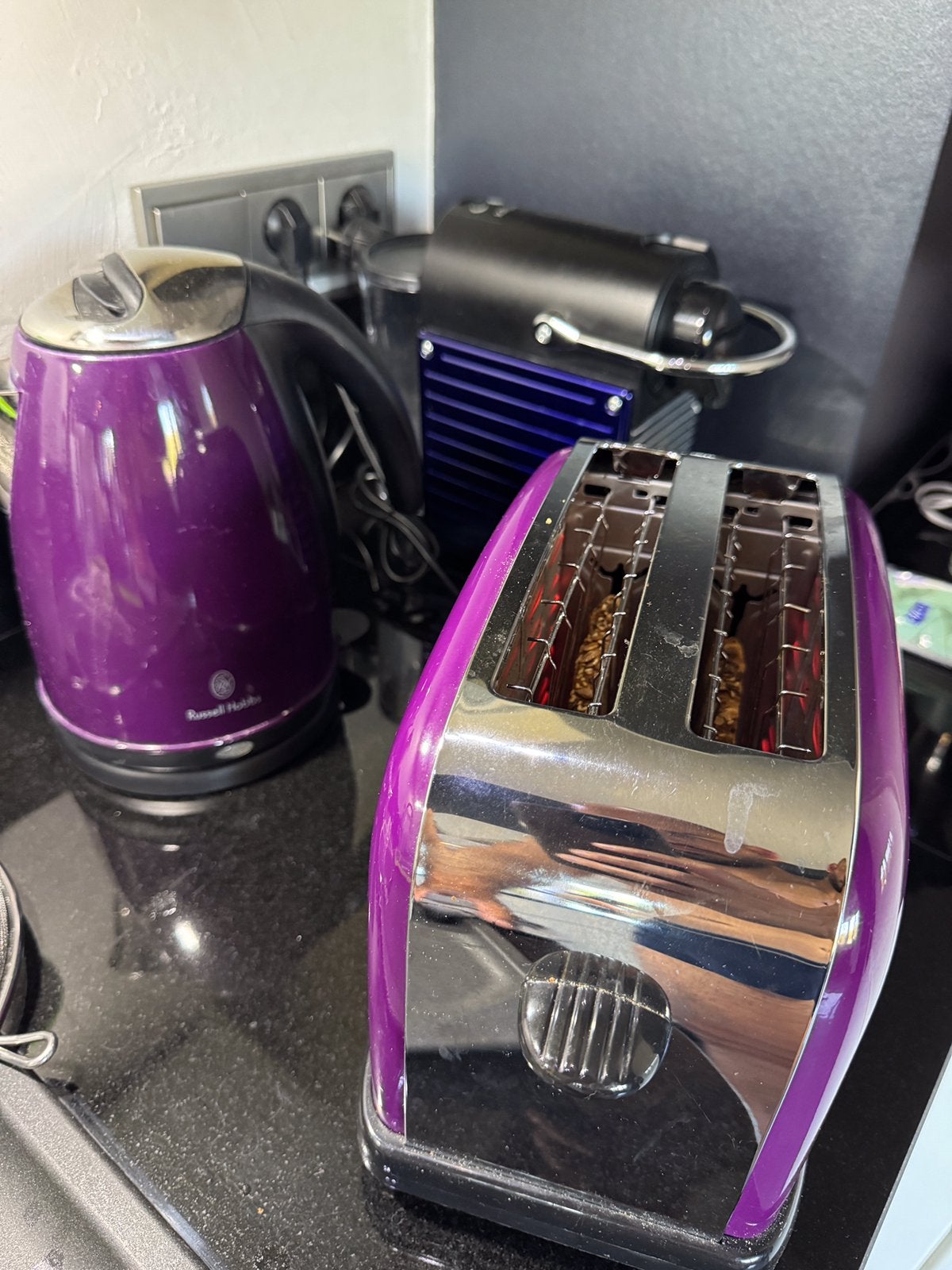 toaster grille pain & bouilloire ensemble lilas bon etat, Enlèvement