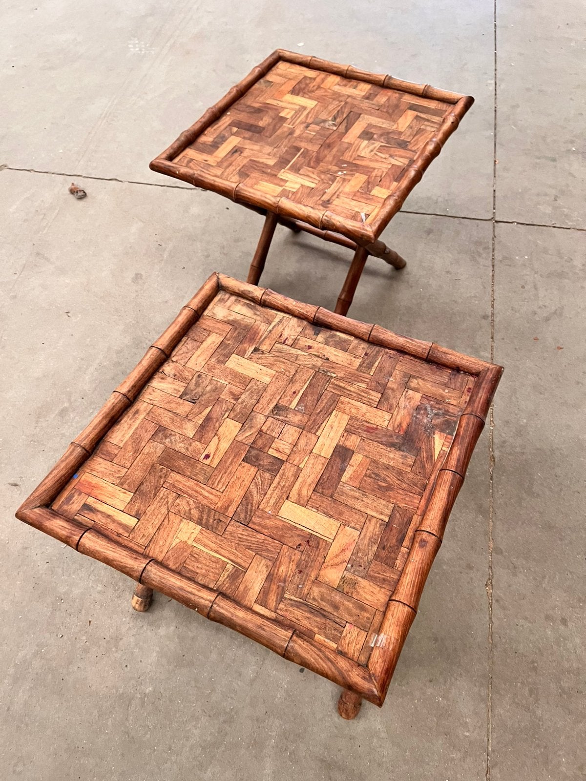 Tables basses en bois imitation bambou, Enlèvement, Utilisé, Carré, Bois
