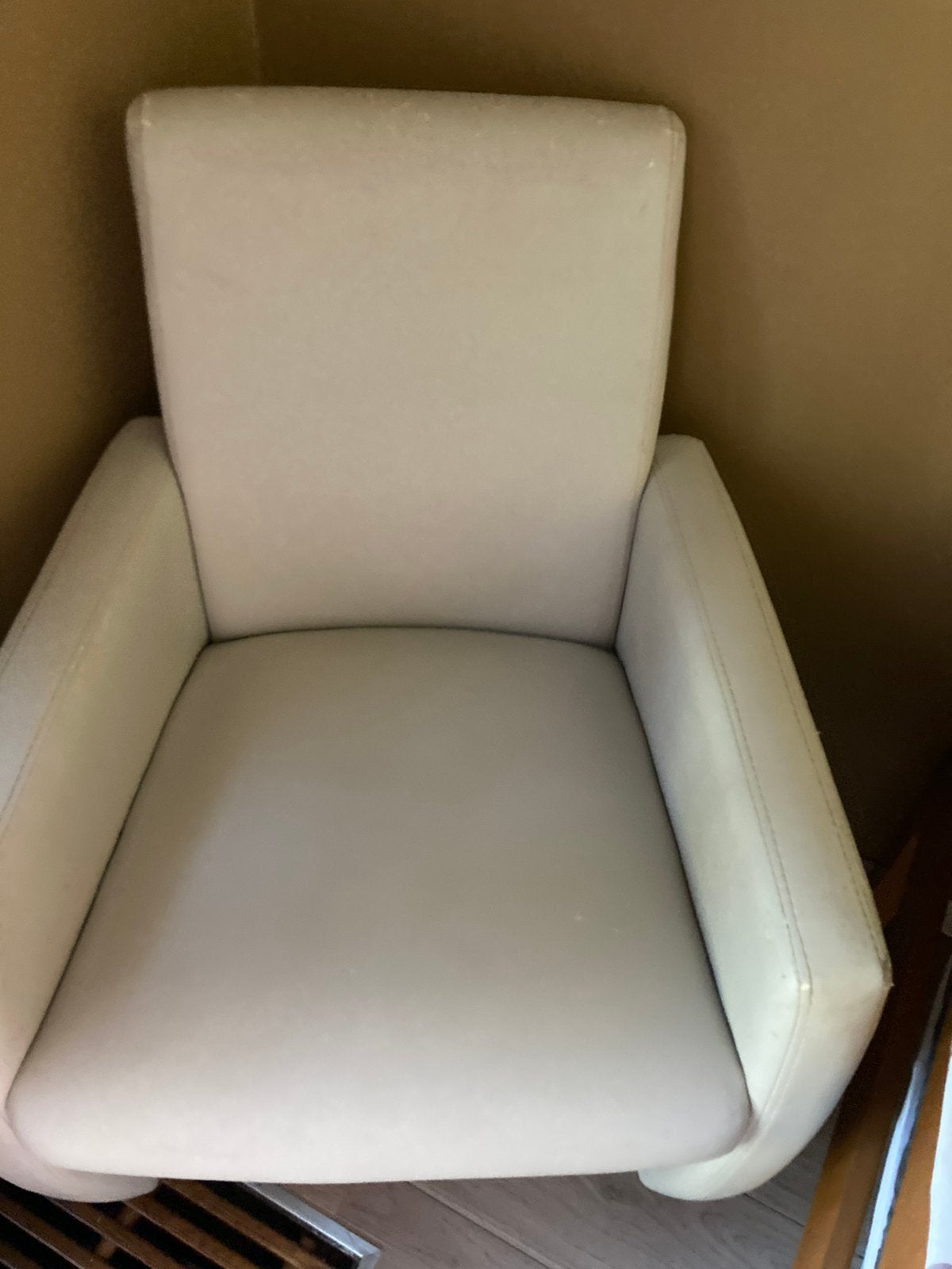 4 eetkamerstoelen ,wieltjes ,leer, Ophalen, Gebruikt, Wit, Leer