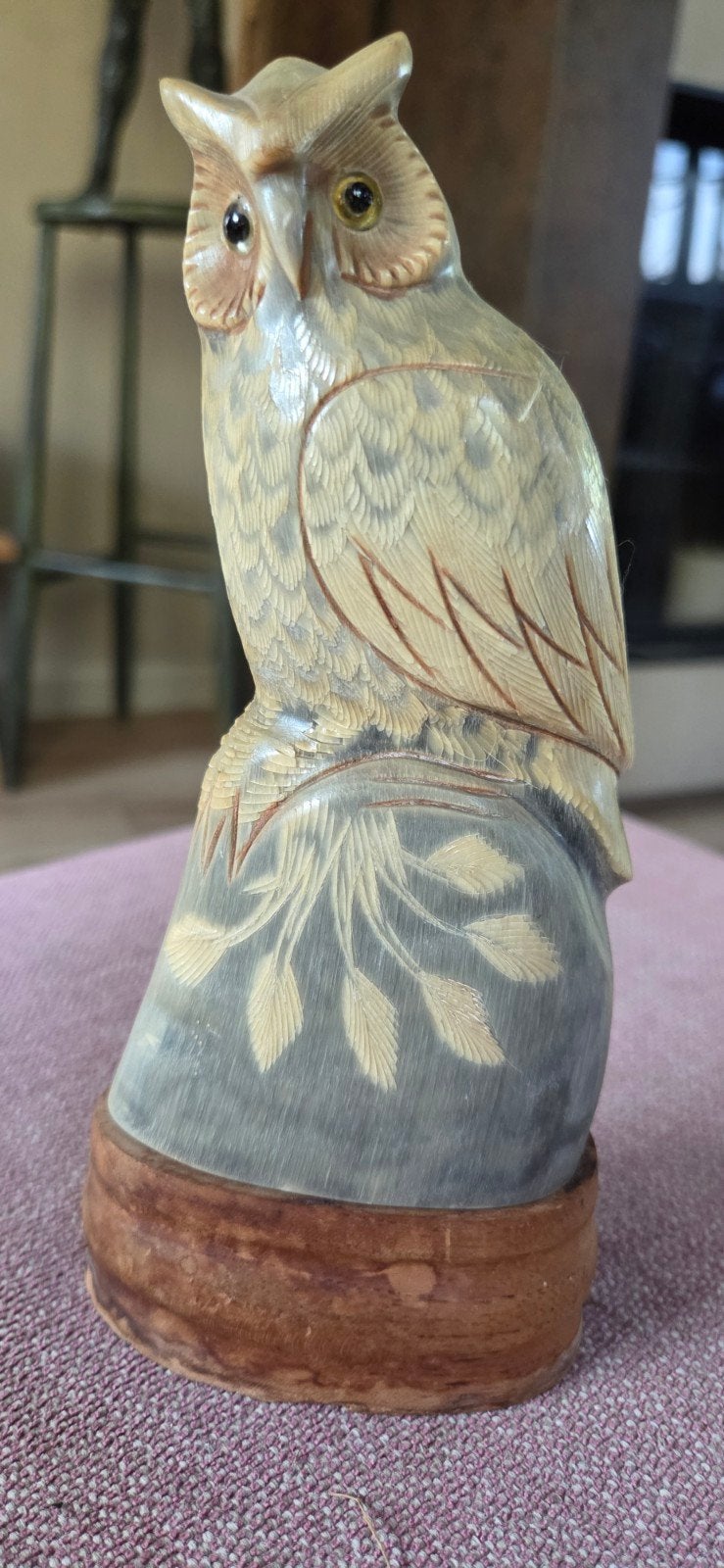 hibou sculpté à la main en corne de buffle, Enlèvement ou Envoi