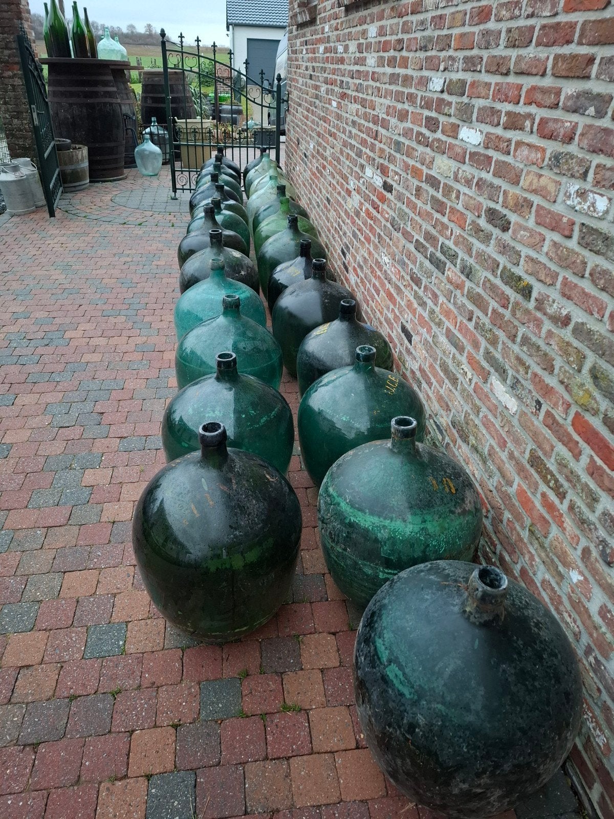 oude Antieke mondgeblazen buikflessen als vaas & decoratie, Antiek en Kunst, Antiek | Vazen, Ophalen