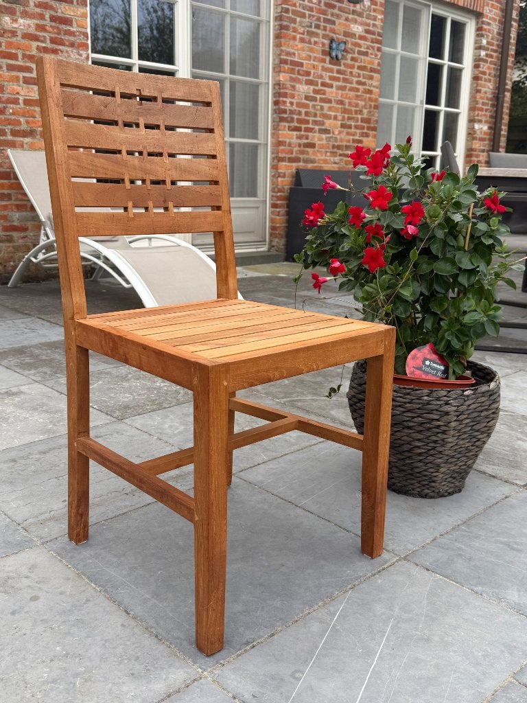 6 Teak Stoelen, Huis en Inrichting, Ophalen, Bruin, Zo goed als nieuw, Vijf, Zes of meer stoelen