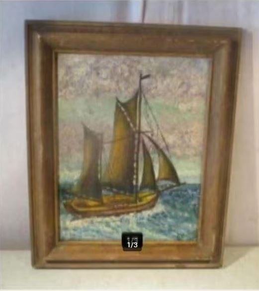 Belle œuvre peinte ancienne « Voilier en mer » - F Verlinden, Enlèvement ou Envoi