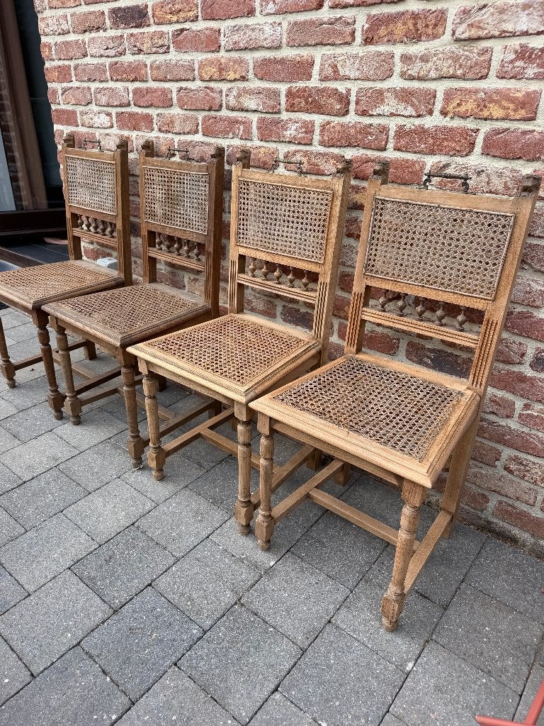 Chaises en bois et cannage, Ophalen, Gebruikt, Bruin, Vier