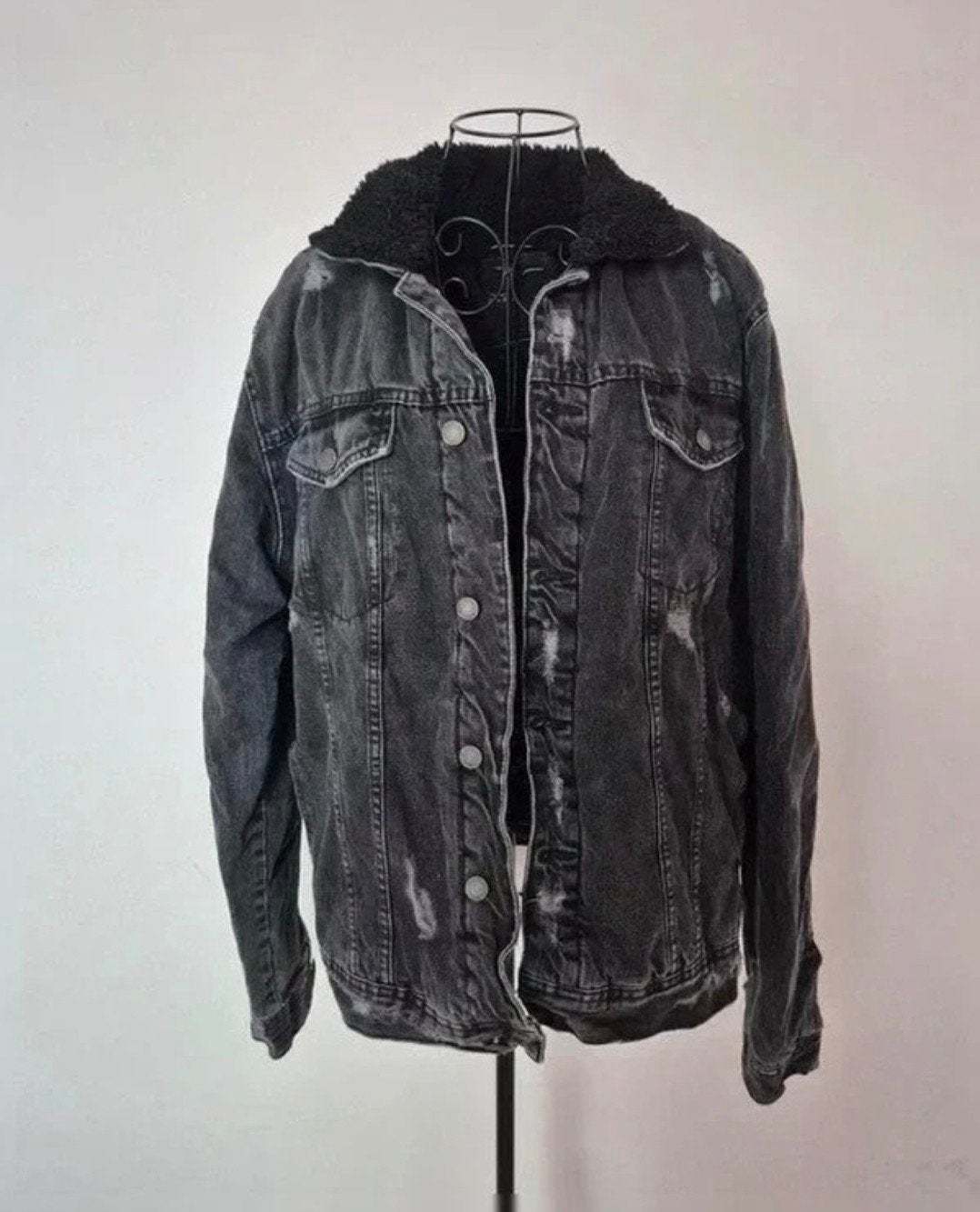Veste en jean fourrée noire Zara XL, Kleding | Heren, Jassen | Winter, Zara, Zwart, Maat 56/58 (XL), Ophalen of Verzenden