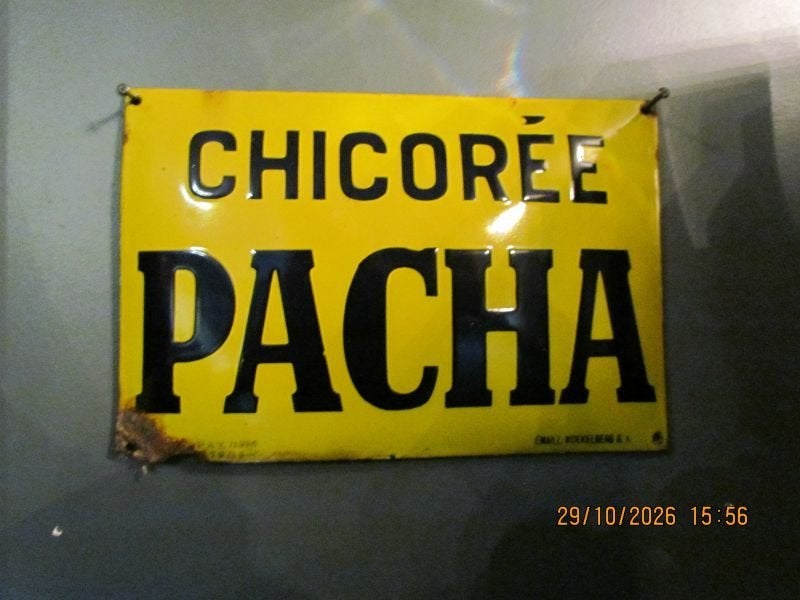 Plaque émaillée chicorée PACHA, Enlèvement ou Envoi, Utilisé, Panneau publicitaire