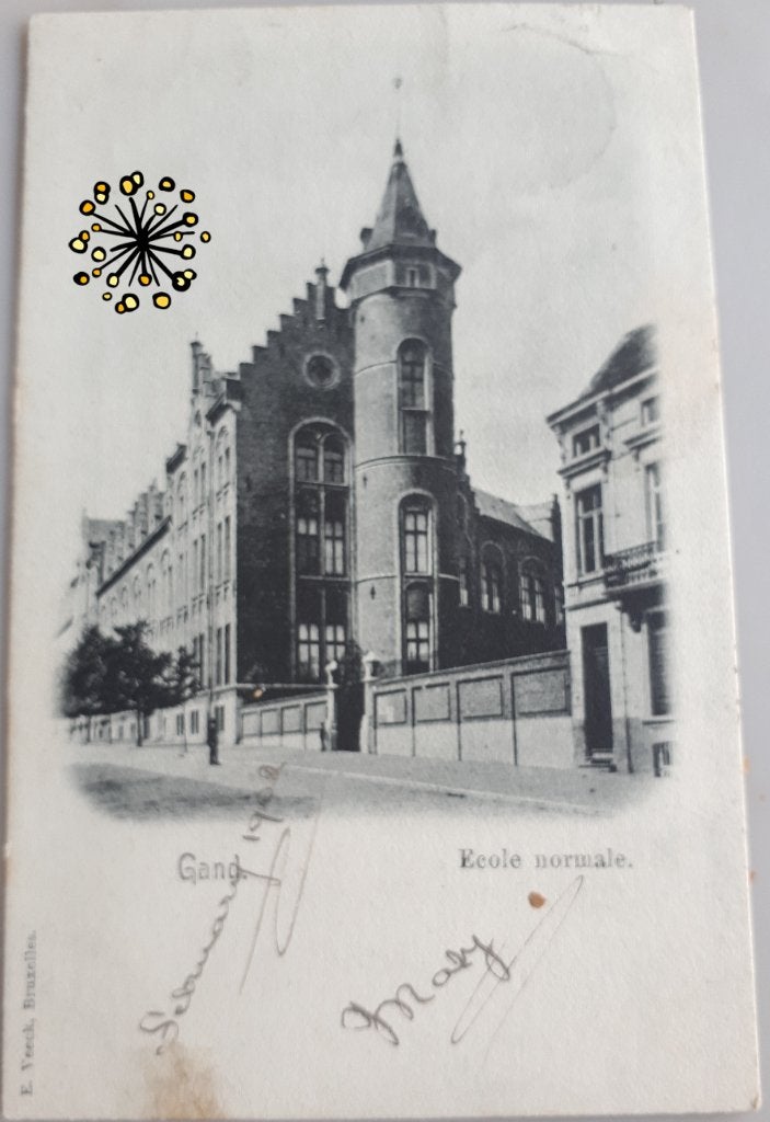 Zeer Oude postkaart GENT 1909 NORMAALSCHOOL Ref 78, Ophalen of Verzenden, Voor 1920, Gelopen, Oost-Vlaanderen
