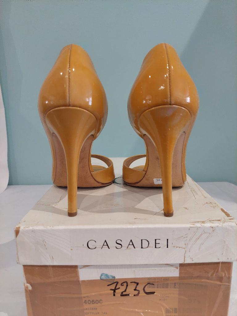 723C* Casadei - sexy escarpins ocre peep toe (37,5), Pumps, Overige kleuren, Verzenden, Gedragen