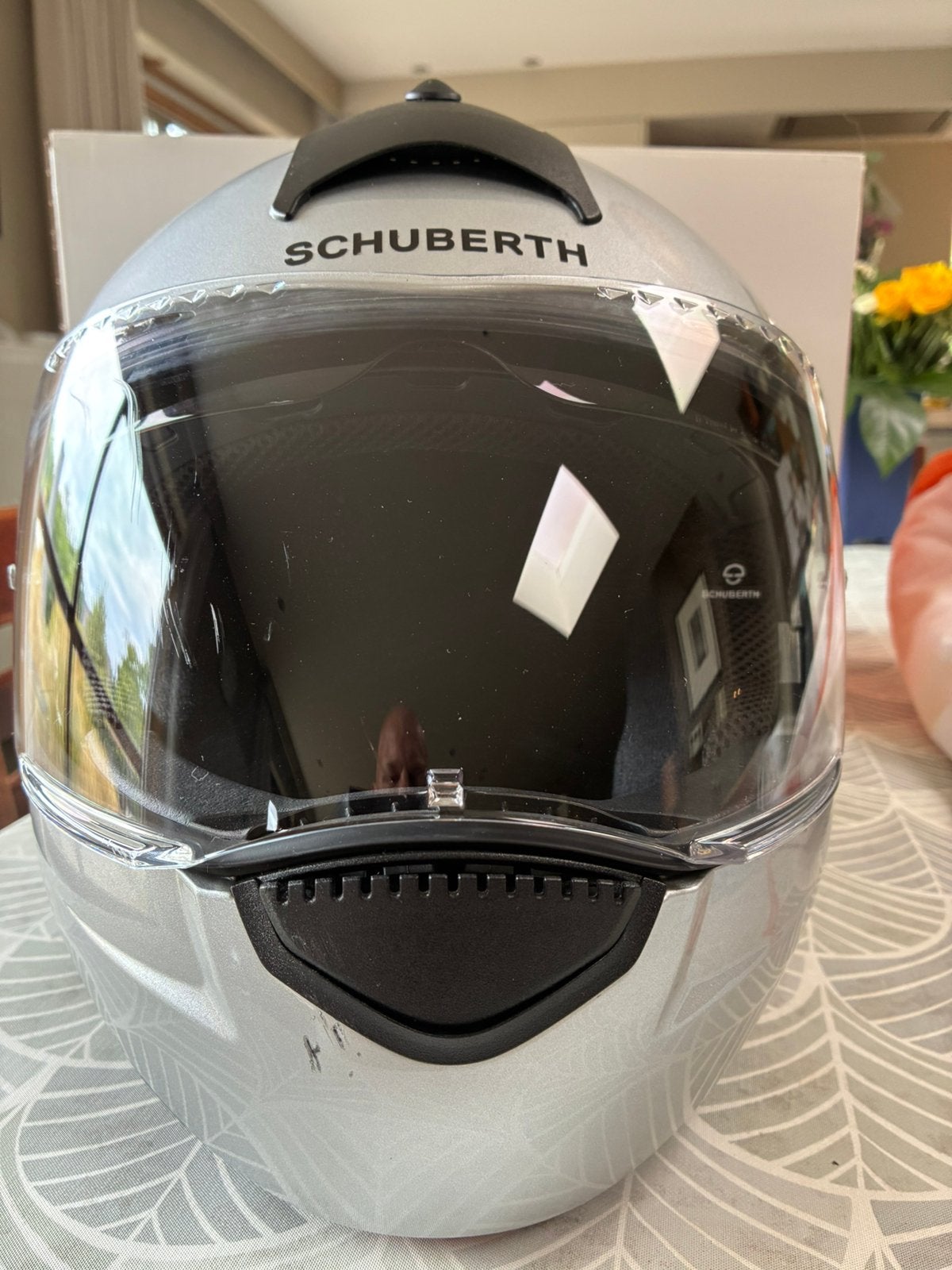 Schuberth C3 maat 56/57 (M) systeem helm glossy silver, Autres marques, M, Seconde main, Enlèvement