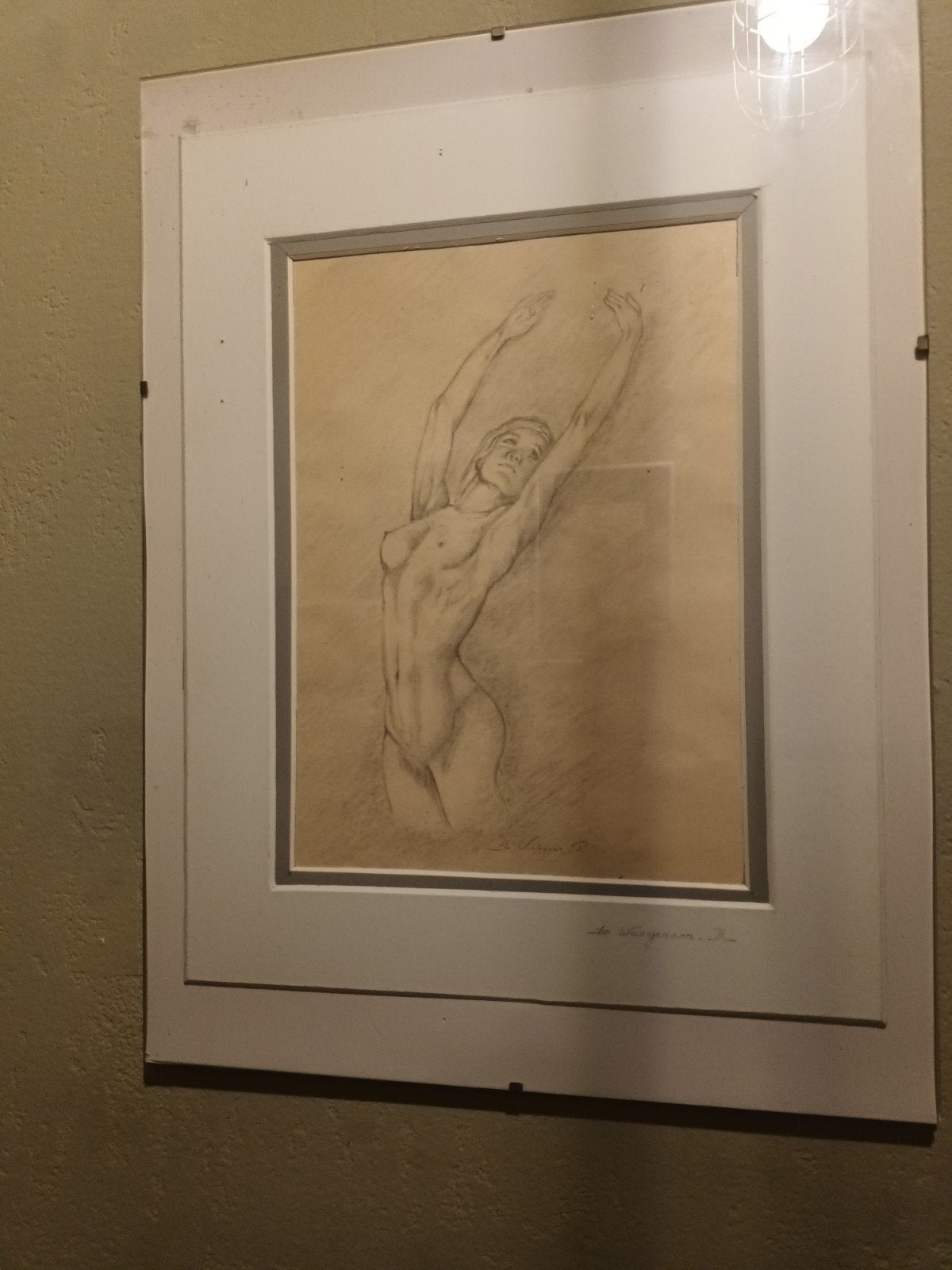 Dynamische potloodtekening van vrouwelijk naakt, Enlèvement ou Envoi, Dessin au crayon