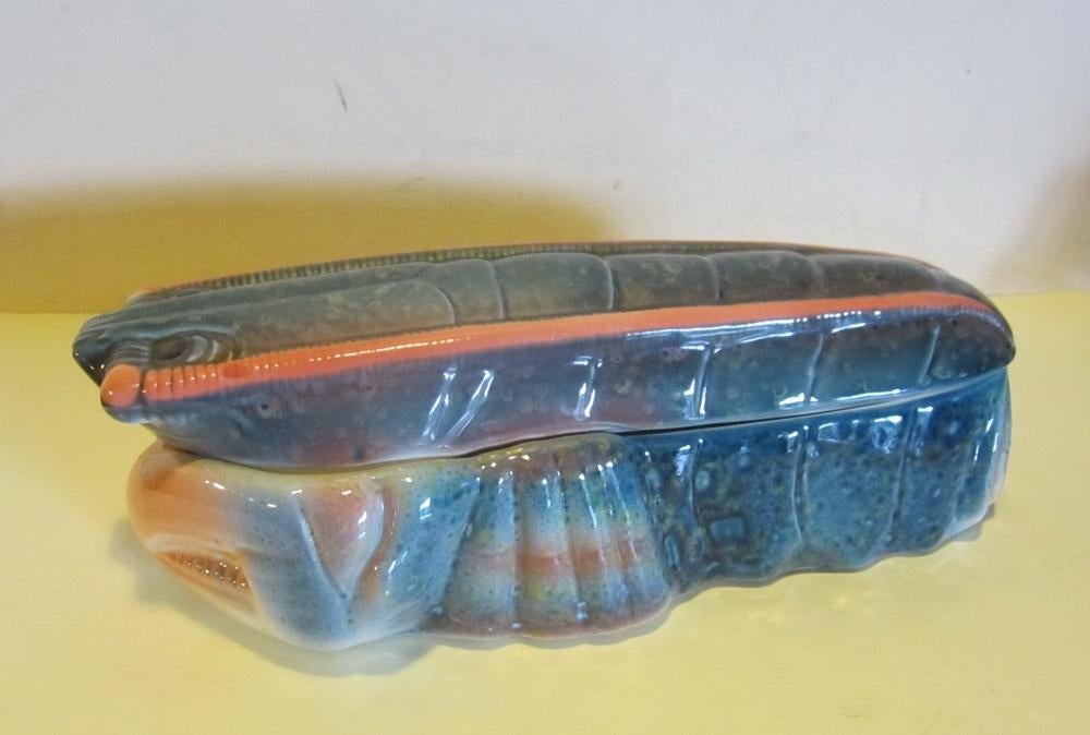 Vintage Michel CAUGANT kreeft terrine, patépot keramiek, Antiek en Kunst, Verzenden