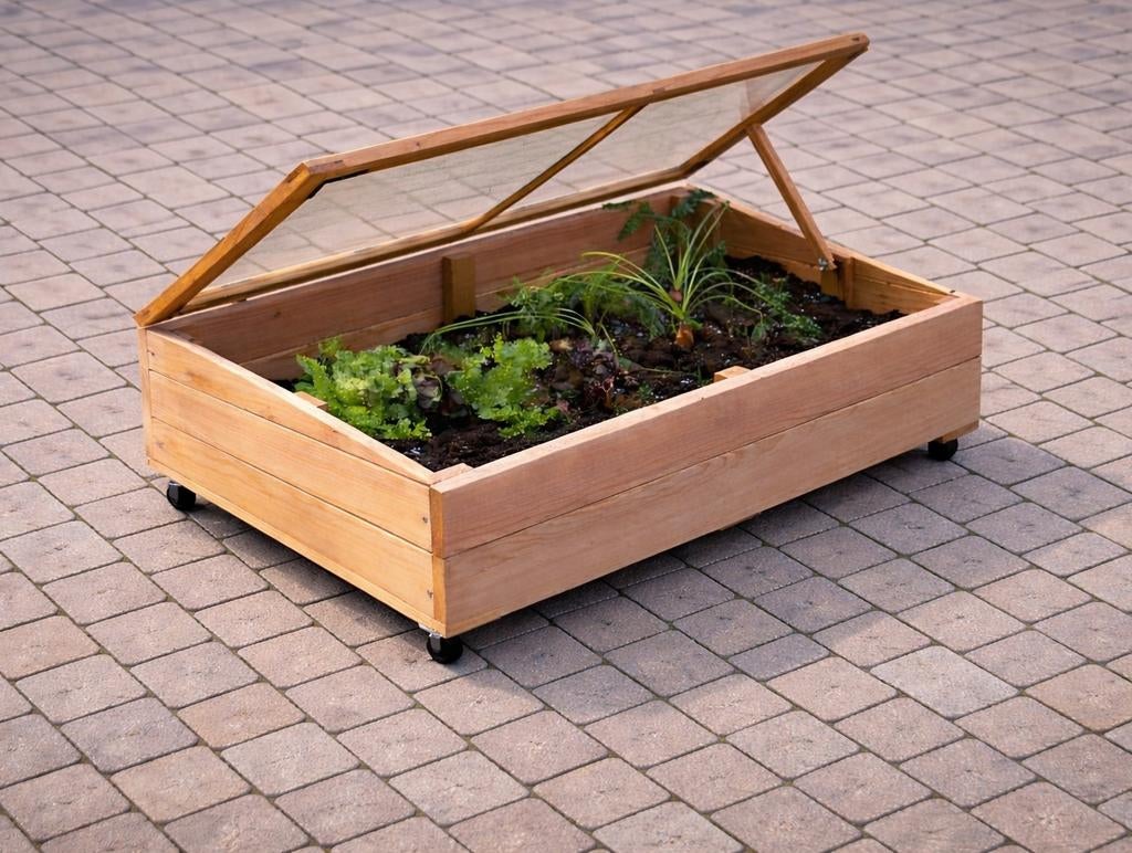 Woodvision || Moestuinbak met deksel & wielen || Douglas, 100 cm of meer, Nieuw, Ophalen of Verzenden, Balkon