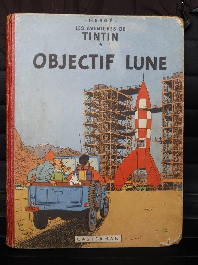 BD Tintin EO : Objectif Lune, Eén stripboek, Ophalen of Verzenden, Gelezen, HERGE