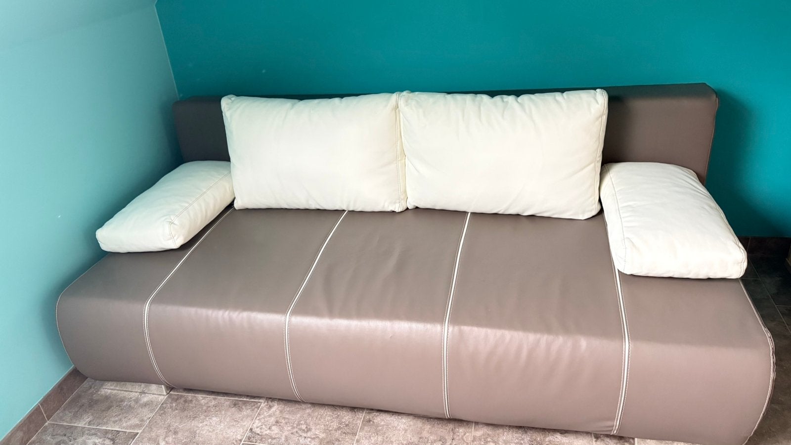 Zetelbed leer, Brun, Enlèvement, Utilisé, 120 cm