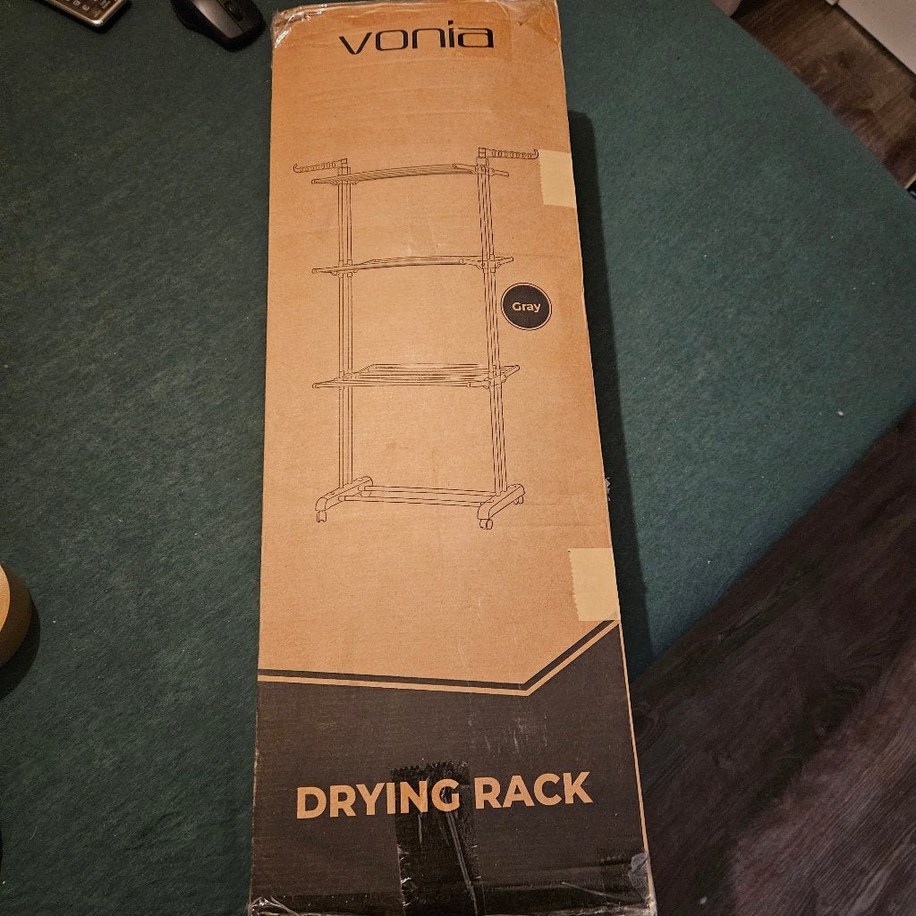 Vonia Droogrek - 3 Lagen - Inklapbaar - 72x50x172 cm, Tuin en Terras, Droogmolens en Wasrekken, Ophalen, Nieuw, Wasrek