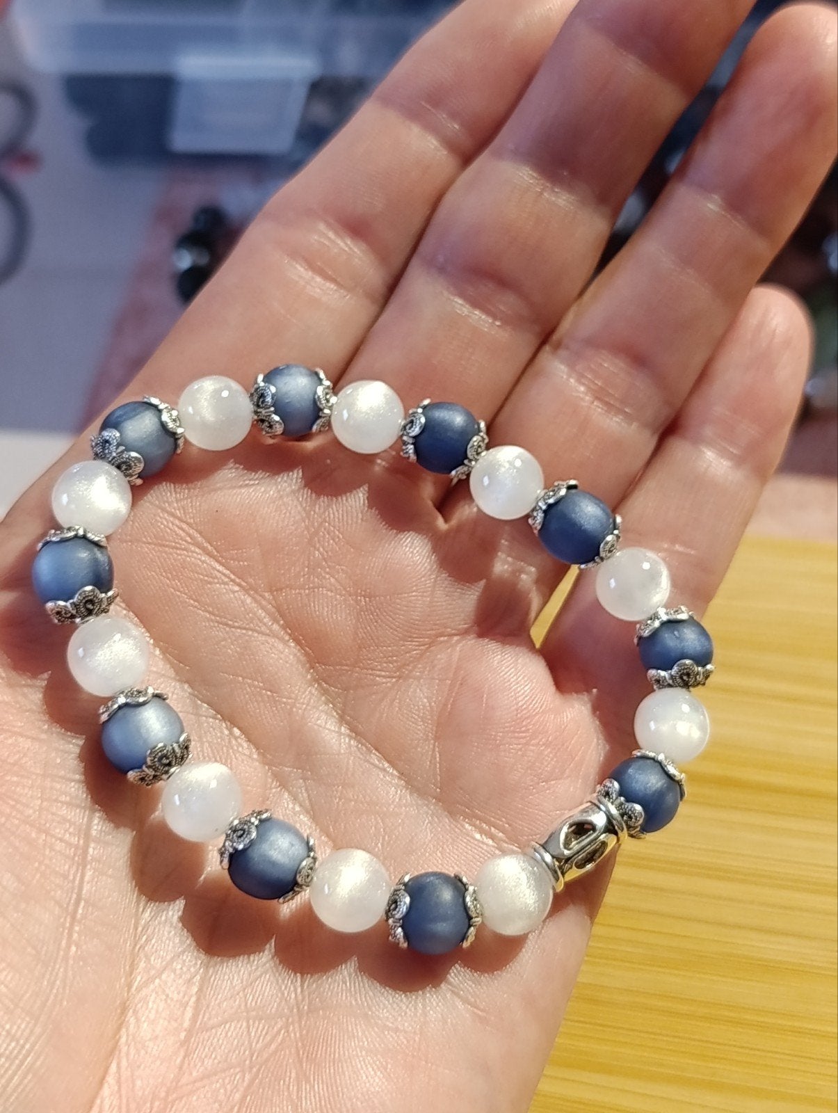 Bracelet élastique femme blanc et bleu, Bijoux, Sacs & Beauté, Bracelets, Envoi, Bleu, Élastique