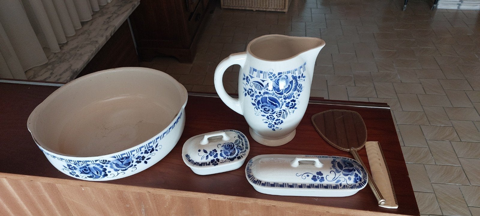 Oud Badkamerset 6 delig, Antiek en Kunst, Ophalen
