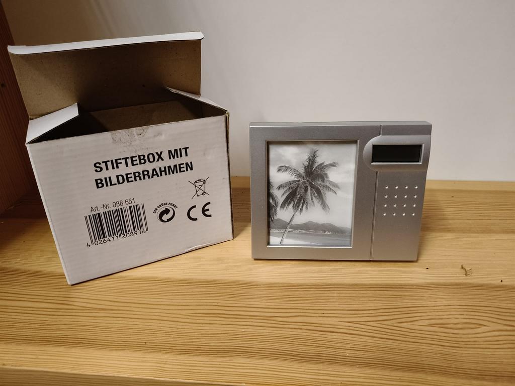 Stiftebox met fotolijstje en klok, Huis en Inrichting, Woonaccessoires | Klokken, Ophalen of Verzenden, Nieuw, Digitaal