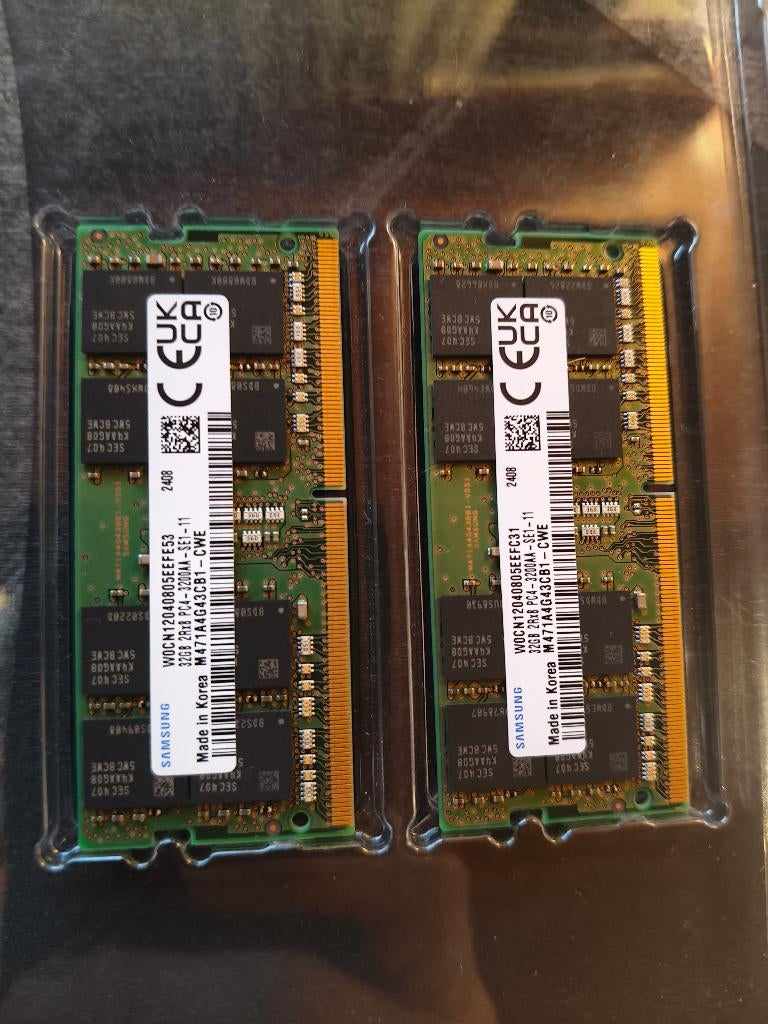 Samsung RAM 64GB 2x32GB DDR4 3200MHz SO-DIMM PC4-3200AA 2Rx8, Computers en Software, Ophalen, DDR4, Zo goed als nieuw, 64 GB