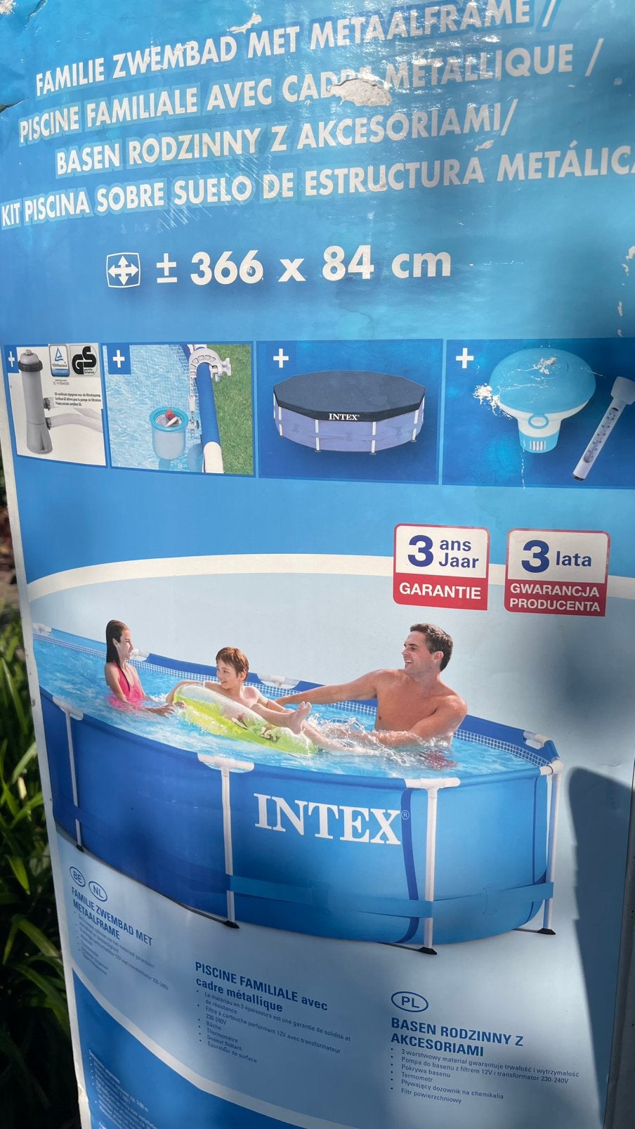 Intex rond zwembad. 366x84H, Ophalen, Gebruikt, 80 tot 120 cm, Rond