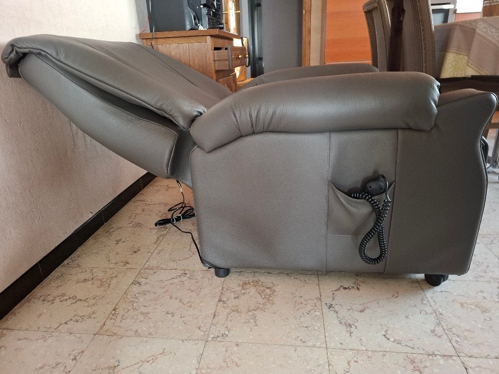 zetel MEDILAX LIFT 3M LEDER, 75 à 100 cm, Modern/ taupekleur, Comme neuf, Enlèvement