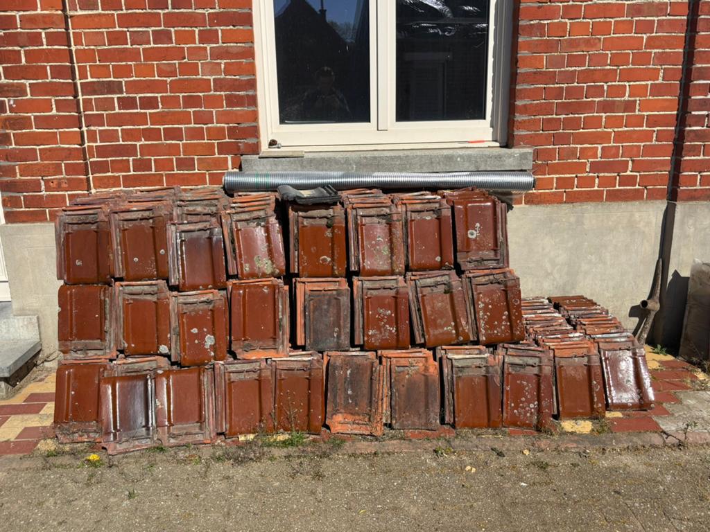 Geglazuurde dakpannen dubbele klik, Doe-het-zelf en Bouw, Dakpannen en Dakbedekking, Ophalen, Gebruikt, 15 m² of meer, Dakpannen