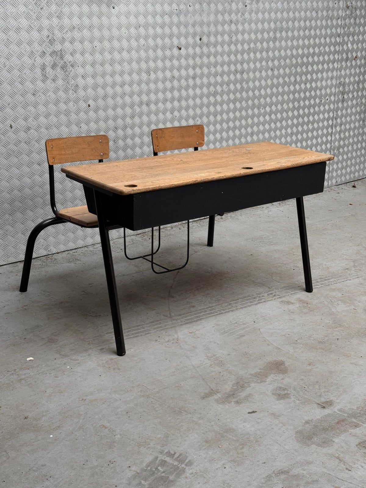Bureau ecolier vintage, Bureau d'écolier, Avec roues, Métal, Vintage