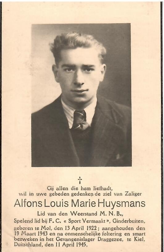 RP Alfons LM Huysmans Oorlogsslachtoffer Kiel (D) 11/4/1945, Ophalen of Verzenden