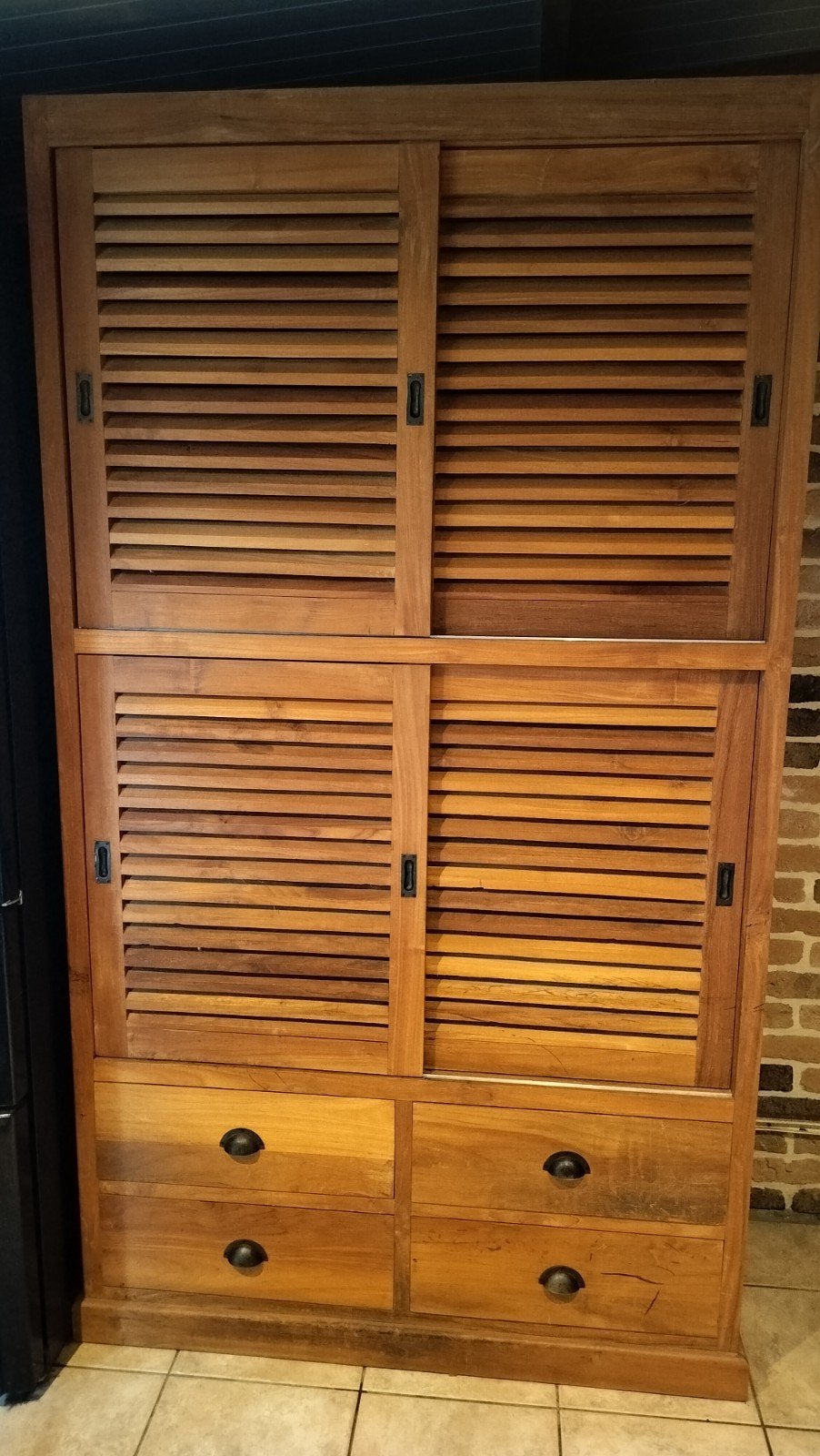 Massief teak houten deur-schuif kast, Enlèvement