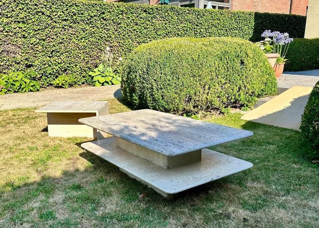 Salontafel travertin, 100 tot 150 cm, Zo goed als nieuw, Modern, Rechthoekig