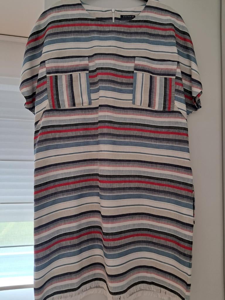 Tapis en lin rayé, taille 42/44, River Woods., Taille 42/44 (L), Enlèvement ou Envoi, Comme neuf, Longueur genou