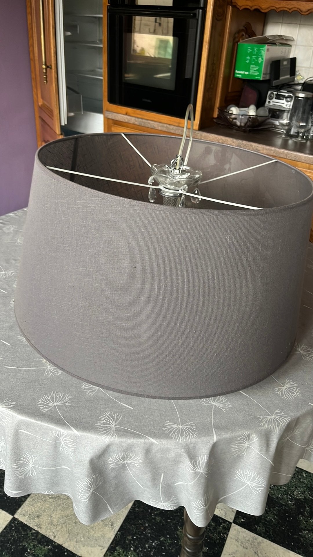Luster, Gebruikt, Rond, Textiel, Grijs