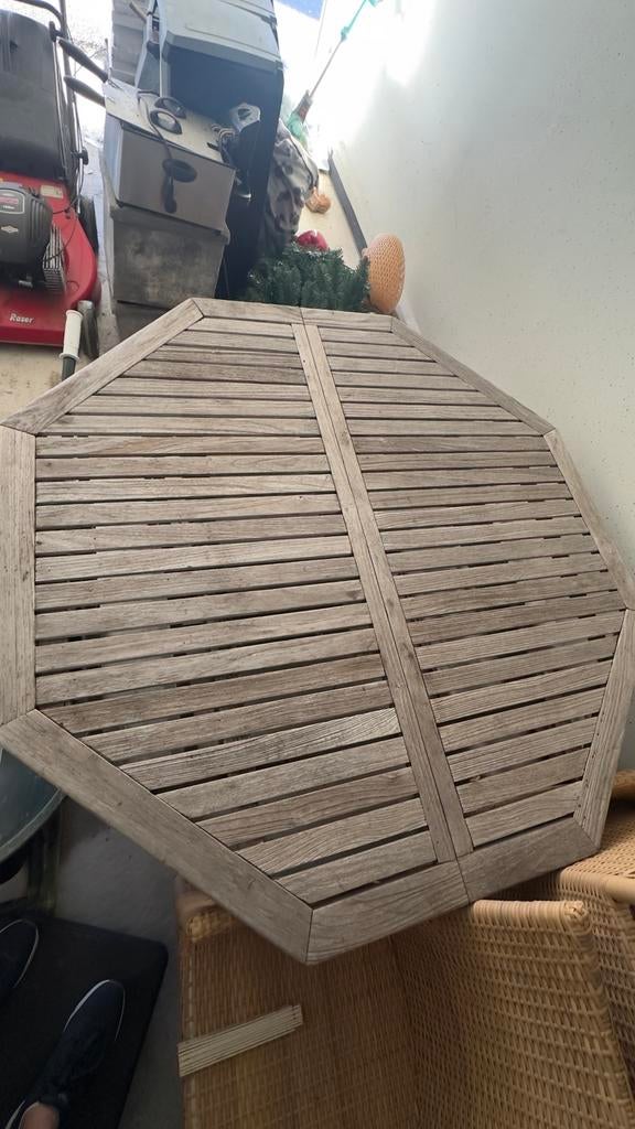 Ronde tuintafel met 6 stoelen, Tuin en Terras, Ophalen, Gebruikt, Rond, Hout
