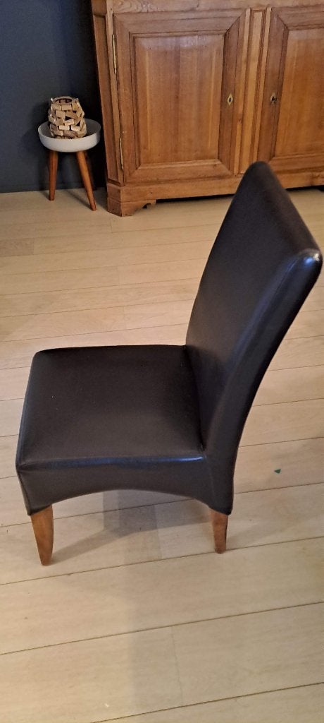 6 chaises bois/cuire pour salle à manger, Comme neuf, Brun, Enlèvement, Cinq, Six Chaises ou plus