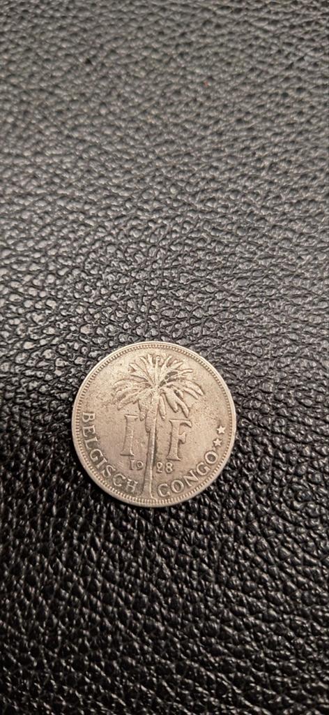 Belgisch congo 1 frank 1928 Fr., Postzegels en Munten, Munten | Afrika, Ophalen of Verzenden