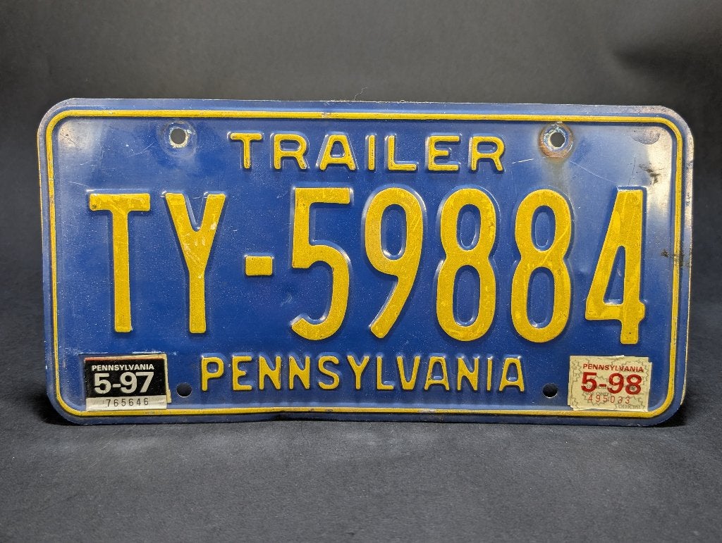 Pennsylvania License Plate 1997 (USA), Bleu, Métal, Objet de décoration, Vintage