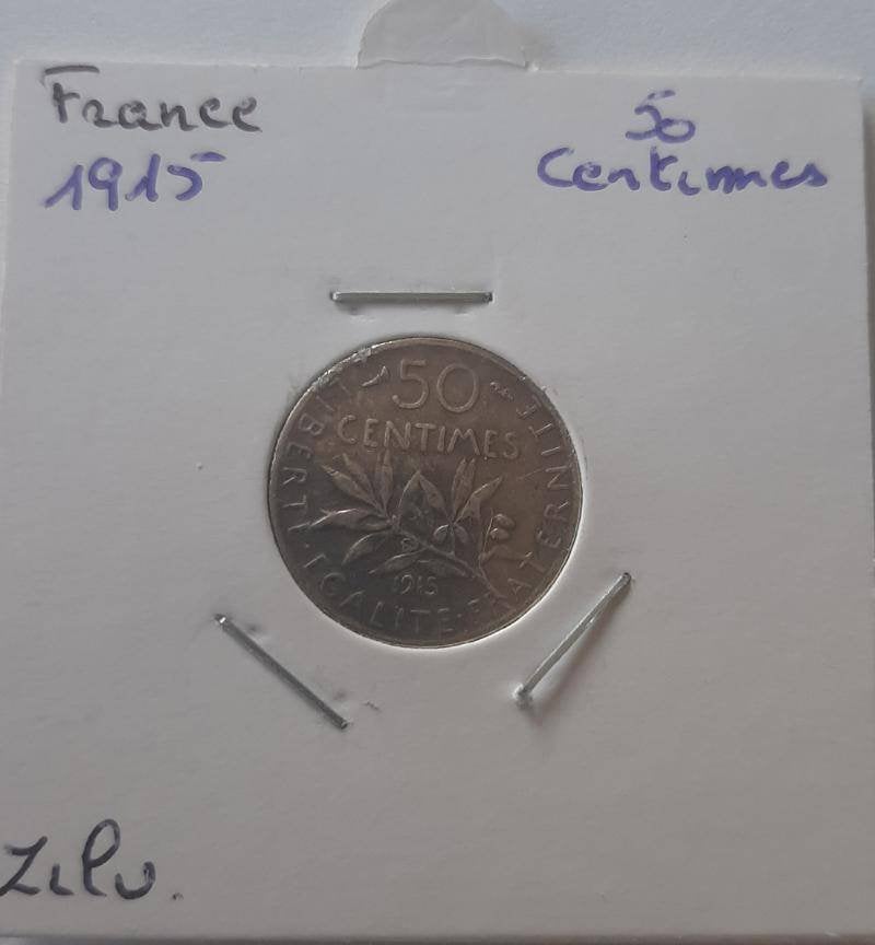 France 50 centimes 1915 argent, Enlèvement ou Envoi, France, Argent